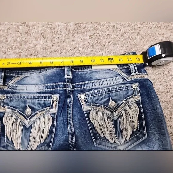 Miss Me Blue Jeans with Silver Wing Embellishments - Picture 9 of 15